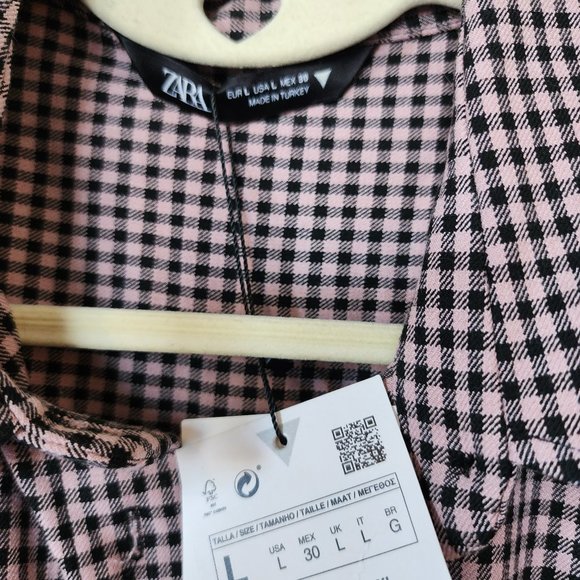 Zara Black and pink check oversized plaid shirt - Picture 2 of 4